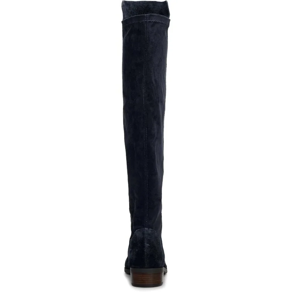 Women's Bright Blue Above the Knee Pointed Toe Low Heel Calypso Winter Long Boot